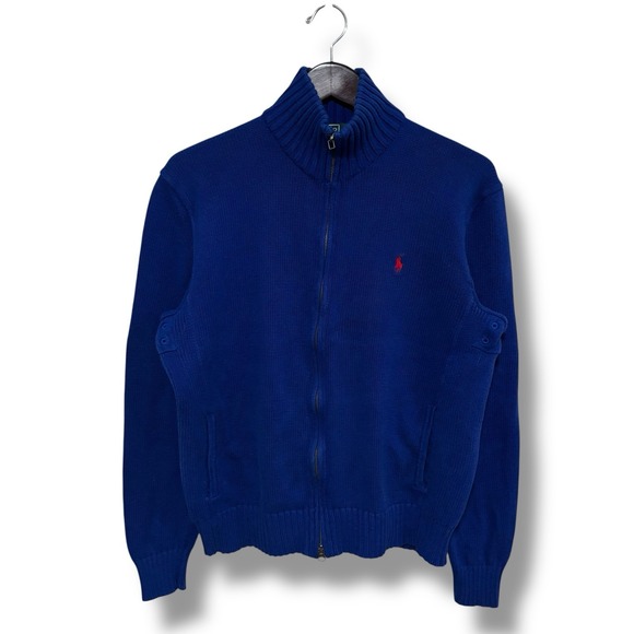 Vintage Polo Ralph Lauren Men's Full Zip Up Knit Sweater Size Medium 22 x 25 - Picture 1 of 5